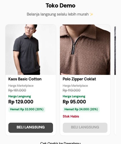 Halaman Link Terbebas yang asli — perbandingan Harga Marketplace vs Harga Langsung